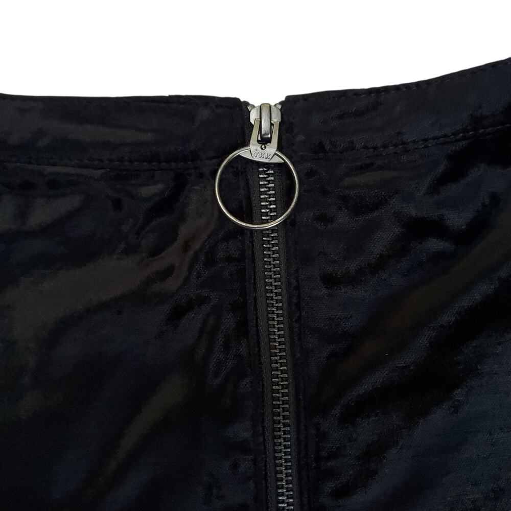 Free People Funkytown Black Velvet A line Mini Skirt Zip Front Sz 12 NWT - Picture 4 of 16